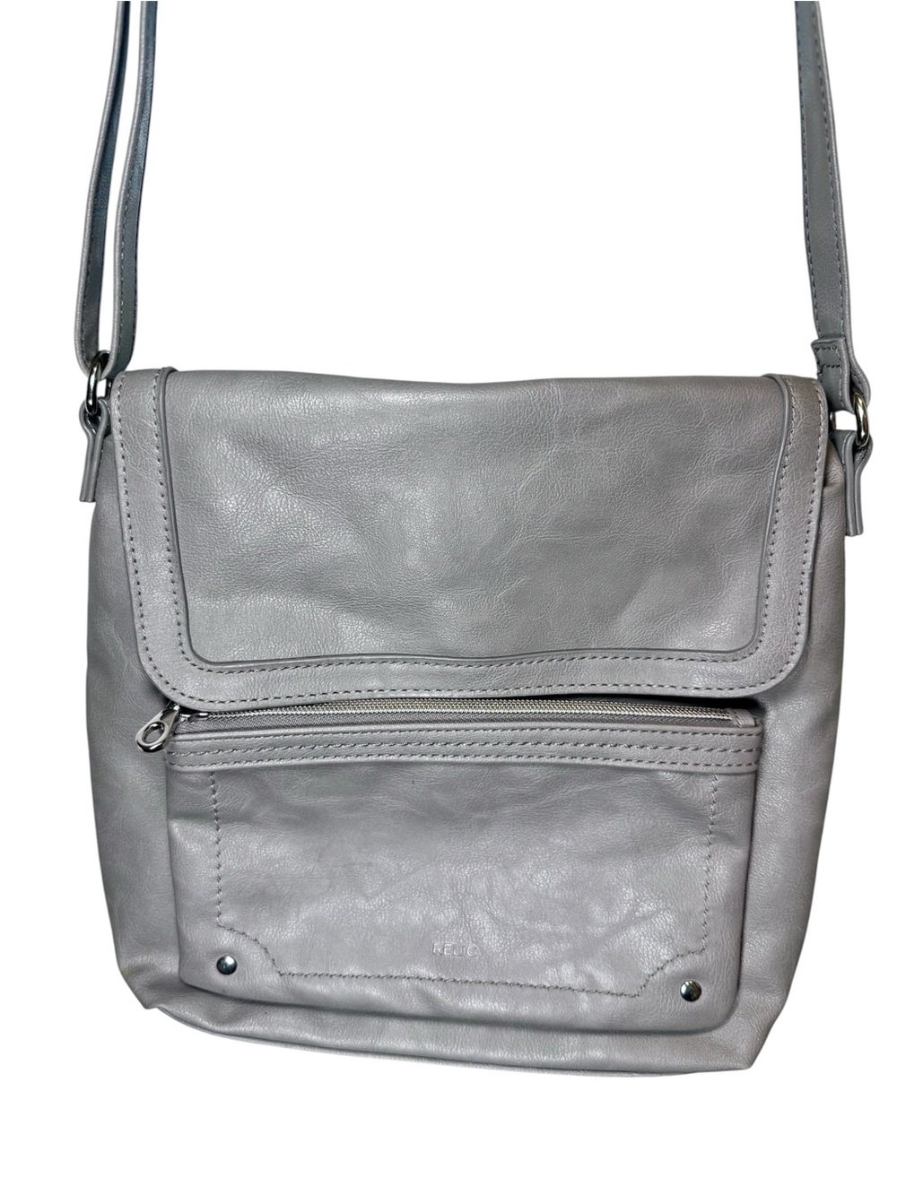 Relic Crossbody Bag Gray Faux Leather Purse Evie Flap